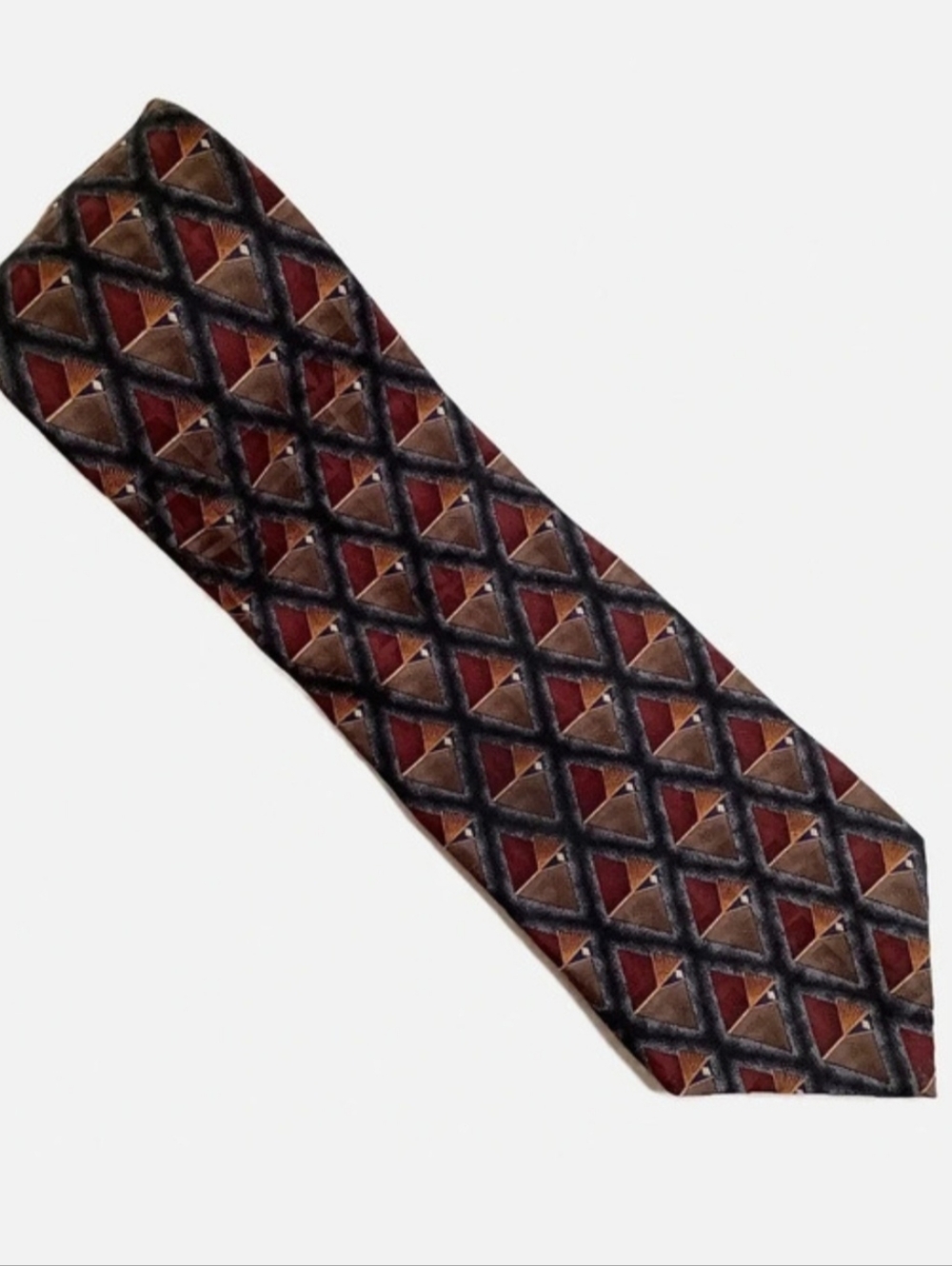 OSCAR DE LA RENTA Burgundy Foulard Silk Tie